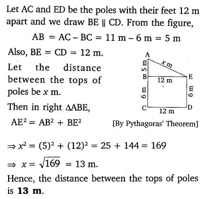 Two poles of heights 6 m and 11m stand on a plane ground - CBSE Class ...