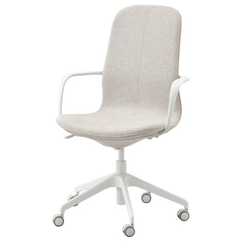 LÅNGFJÄLL conference chair with armrests, Gunnared beige/white - IKEA