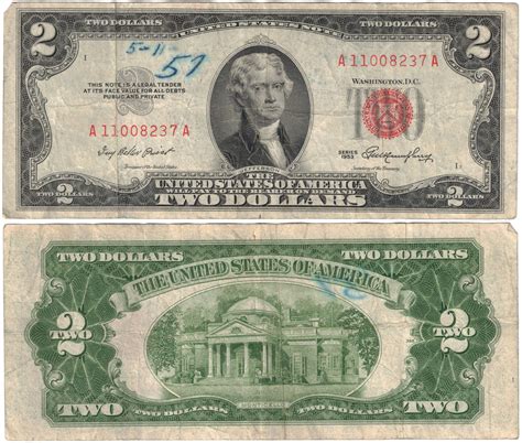 Two Dollar Bill Series 1953 in 2025 | Dollar, Legal tender, 2 dollar bill