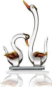 Tailos Glass Duck Pair Showpiece For Home Decor Swan Showpiece ...