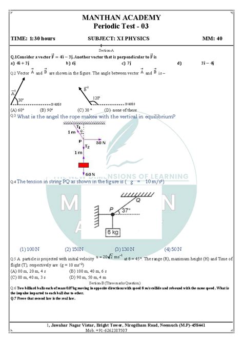 XI PHYSICS PT-03 Practice Questions for Periodic Test - Studocu