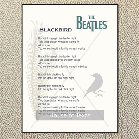Blackbird Print - the Beatles - Beatles Lyrics - From the White Album ...