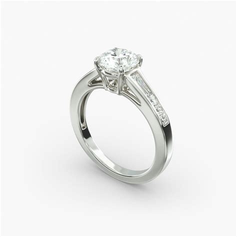 Engagement Ring With Channel Set Tapered Baguette And Princess Cut ...