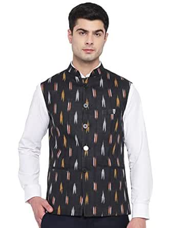 Buy Vastraa Fusion Mens Ikat Printed Cotton Nehru Jacket (VS4501D-36 ...