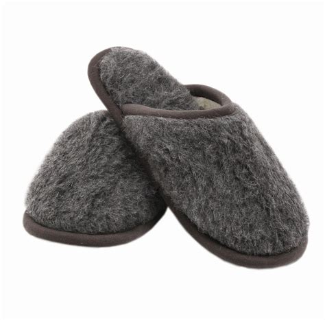 Men's Merino Wool Slippers Grey - Hide Rugs