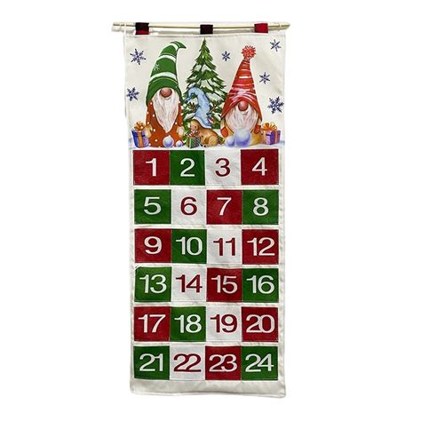 24 Pockets Fabric Christmas Calendar, Hanging Advent Calendar with ...