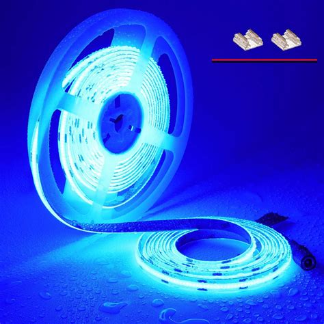 TOPAI 12V COB LED Strip Light 5M Blue IP65 Outdoor Waterproof Dotless ...