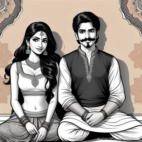 Elegant Pakistani Couple in Traditional Attire | Stable Diffusion Online