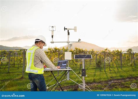 The Meteorological Instrument To Measure The Wind Speed, Temperature And Humidity And Solar Cell ...