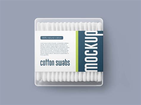 Free Q-Tip Cotton Buds Ear Stick Swab Packaging Mockup PSD - Good Mockups