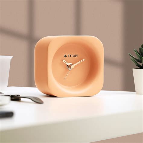 Buy Online Titan Contemporary Peach Table Clock - ntt0001ra01 | Titan