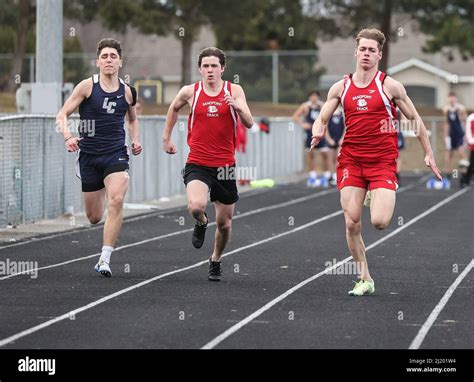Track and Field action with Lake City vs Sandpoint High School in Coeur d'Alene, Idaho Stock ...