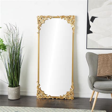 Tisbury Lane, Tall Scroll Ornate Baroque Room Floor Mirror | Zola