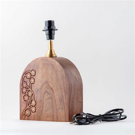 Wood with Brass Inlay Table Lamp Base (Arch) – Eyaas