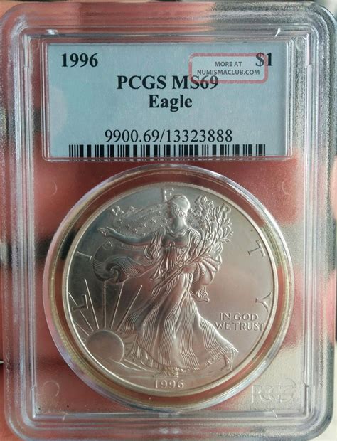 1996 Pcgs Ms69 American Silver Eagle Lower Coin