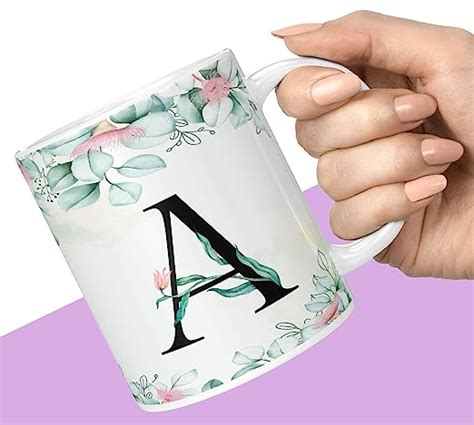 Buy NH10 DESIGNS Colorful Floral Alphabet Letter A Printed Coffee Mug ...