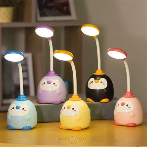 CUTE PENGUIN SHAPED LED TABLE LAMP WITH ADJUSTABLE NECK AND USB CHARGI ...