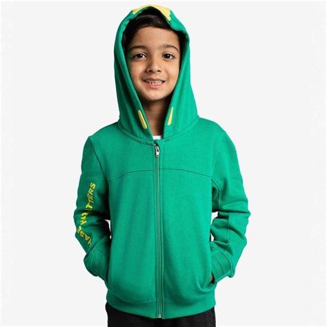 Buy Ed-A-Mamma Boys Knit Printed Hooded Jacket - Green Online at Best ...
