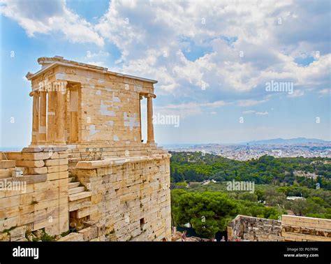 The Temple of Athena Nike, ancient Ionic temple depicting goddess ...