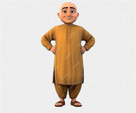 Child Bald Cartoon Character Transparent Background 3d Model | Premium ...