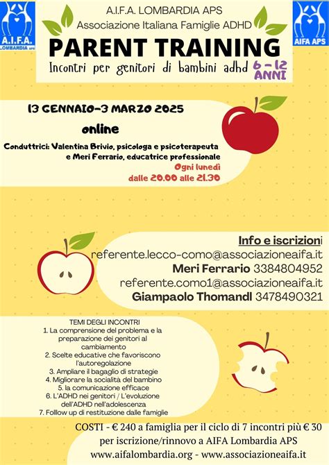 ADHD/Parent Training on line (figli 6-12 anni) 2025 | Associazione AIFA