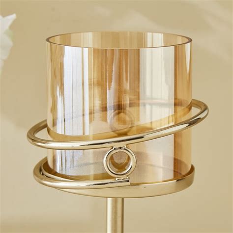 Buy Moksha Loop Metal and Glass Pillar Candle Holder from Home Centre ...