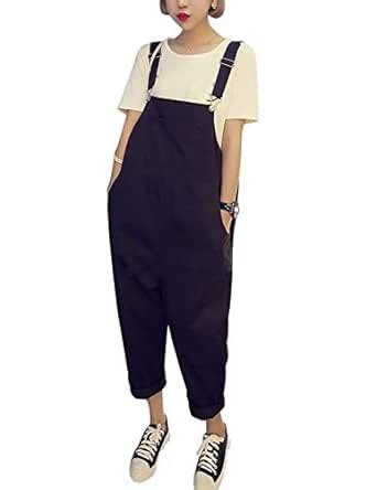Buy Yeokou Women's Loose Baggy Cotton Wide Leg Jumpsuit Rompers ...