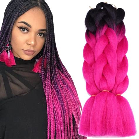 FLUSHIA Jumbo Braiding Hair Attachment Ombre Synthetic Hair Extension ...