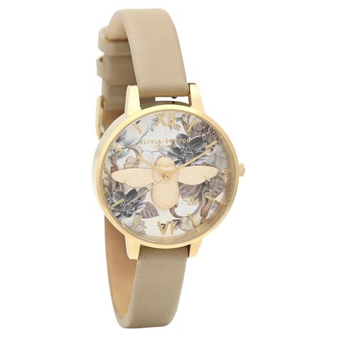 Buy Online Olivia Burton Quartz Analog White Dial Leather Strap Watch ...