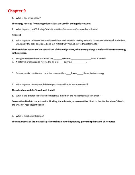 BIO HW9 - HW9 assignment - Chapter 9 What is energy coupling? The ...