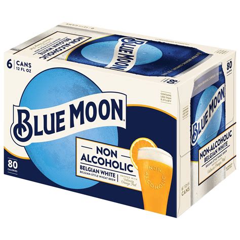 Blue Moon Non Alcoholic Belgian Style Wheat Beer 0.45% 6 Pack, 12 fl oz ...