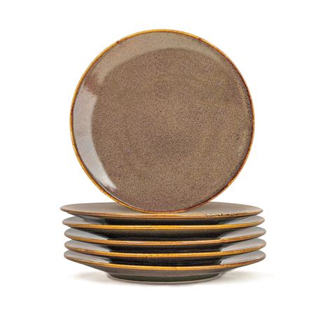 Buy Shay Quarter Plates Set of 6, Brown Reactive Luxury Series | Glossy ...
