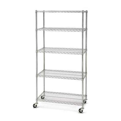 Stainless Steel 14”D Restaurant Kitchen NSF 5 Shelf Wire Shelving Rack