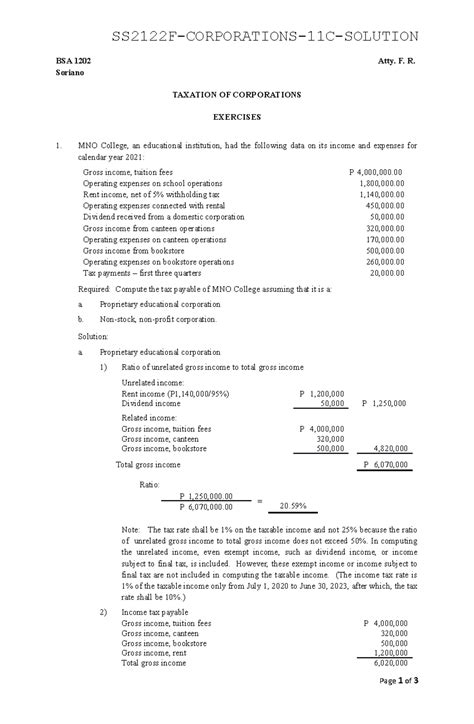 BSA1202 SS2122F Corporations 11C Solution - SS2122F-CORPORATIONS-11C ...