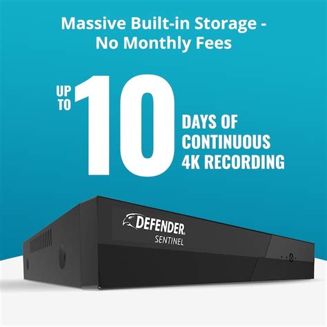 Defender Sentinel Indoor/Outdoor 16-Channel 16-Camera 4K Plug-in Bullet ...