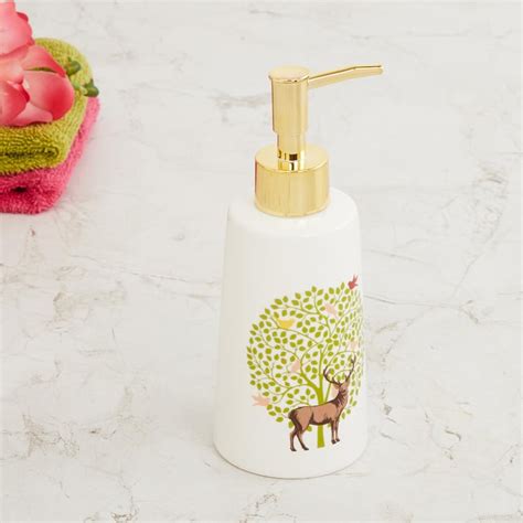 Buy Medley BN Bay Tree White Printed Ceramic Soap Dispenser from Home ...