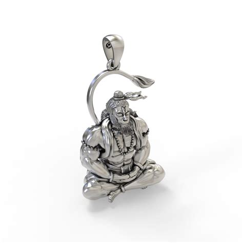 Buy 925 Silver Hanuman Meditation Pendant Spiritual Hindu Deity ...