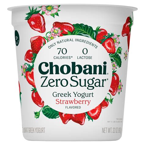 Chobani Zero Sugar Strawberry Flavored Nonfat Greek Yogurt, 32 oz - Fairway