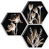 SAF Set of 3 Hexagon Flower UV Textured MDF Home Decorative Gift Item ...