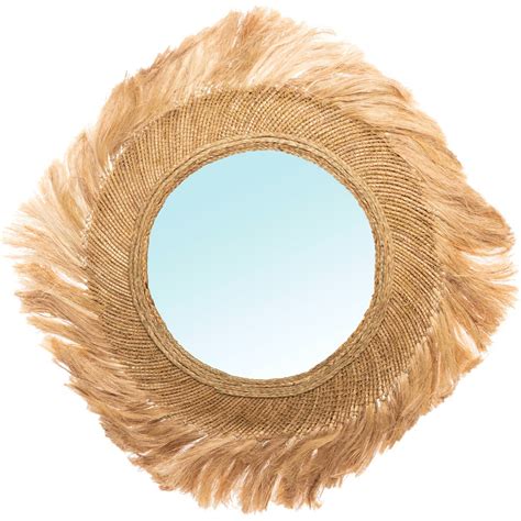 Miroir Capri élégant en fibre naturelle 85 x 85 x 3 cm Naturel | Leroy ...