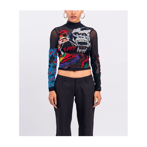 Handcrafted 'Return Of The Gorilla' Crop Top (Black) – HUEMN