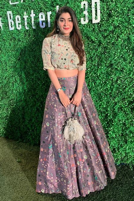 Buy Purple Crepe, Dupion Silk Floral Motifs Forest Print Balloon Top ...