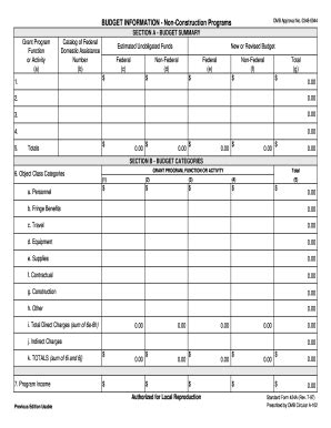 1997-2026 Form OMB SF 424A - Blank Fillable Template | Fill Out, Print ...