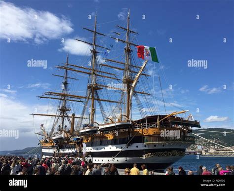 Amerigo Vespucci ship on display. Trieste, Italy. 15th May, 2016 ...