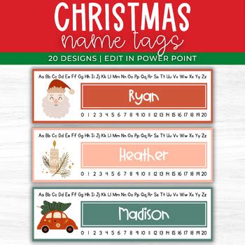 Christmas Name Plates, Christmas Name Tags, Winter Name Tags, Desk Name ...