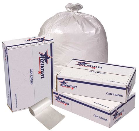 RENOWN GIDDS-2478860 Renown Trash Can Liners, White, 24 x 32, .45ml, 50 ...