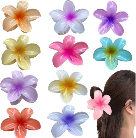 Amazon.com : BAISEN 6 pcs Color Flower Hair Clips,3.14 inches Large ...