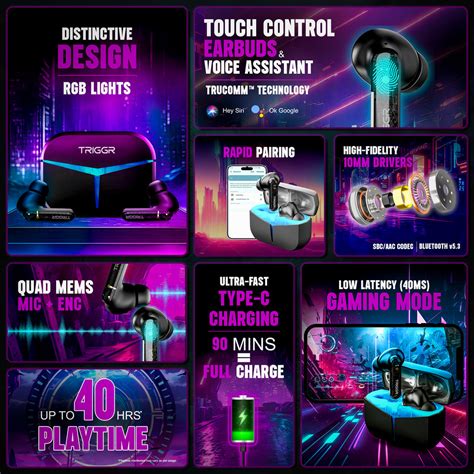 TRIGGR Kraken X3 with RGB Lights, 40ms Latency, Quad ENC, Rapid Pair,