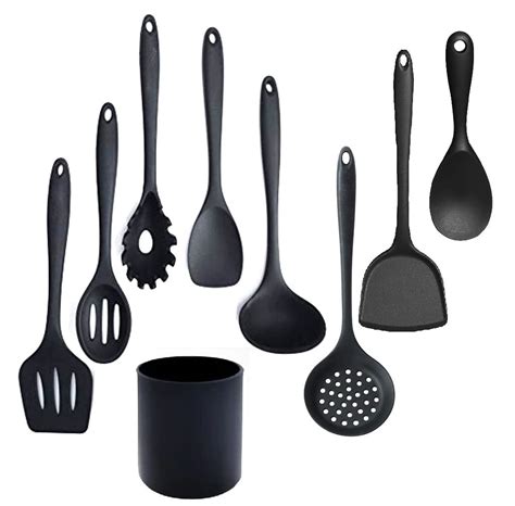 Buy HALO NATION ® 9 Pieces Silicone Kitchen Utensils Spoon Set Cooking ...