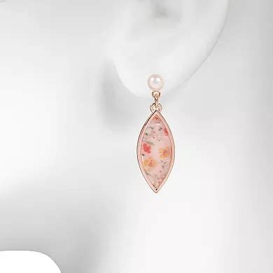 LC Lauren Conrad Floral Acetate Marquis Drop with Simulated Pearl Top ...